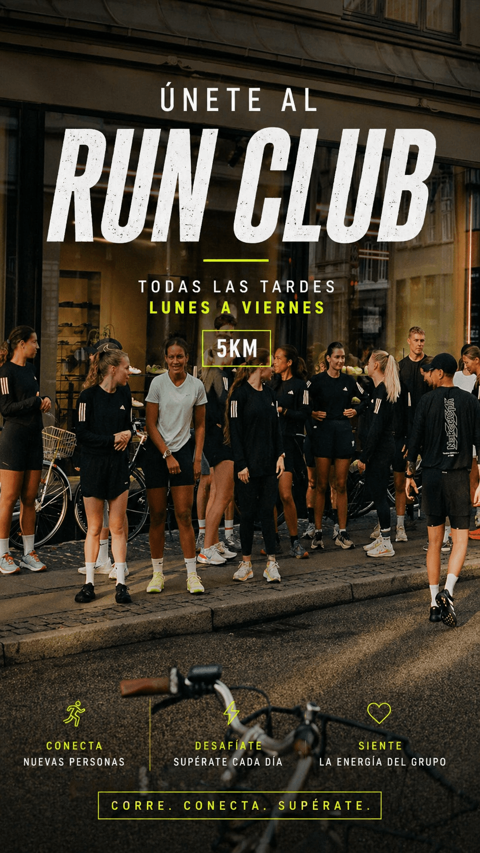 "Únete al Run Club, todas las tardes, lunes a viernes 🏃"